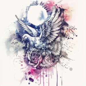 dove-peace-symbol – tattoo design ideas free ai generated – neotraditional-layered-shading – for-lower-arm – Gallery: doves-inkby-ai