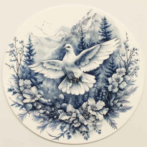 dove-peace-symbol – tattoo design ideas free ai generated – neotraditional-vivid-gradients – for-stomach – Gallery: doves-inkby-ai