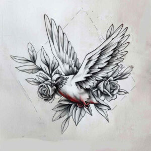 dove-symbol-of-hope – tattoo design ideas free ai generated – surrealism-hallucinatory – for-stomach – Gallery: doves-inkby-ai