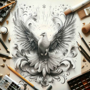 dove-symbol-of-purity – tattoo design ideas free ai generated – neotraditional-artful-color – for-knee – Gallery: doves-inkby-ai