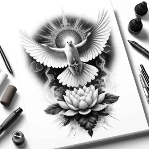 dove-symbol-of-purity – tattoo design ideas free ai generated – neotraditional-vivid-detail – for-wrist-side – Gallery: doves-inkby-ai