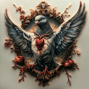 dove-with-feathers – tattoo design ideas free ai generated – realism-natural-contours – for-biceps – Gallery: doves-inkby-ai