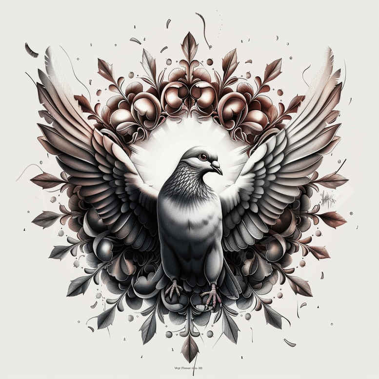 dove-with-halo – tattoo design ideas free ai generated – realism-realistic-texture – for-heel – Gallery: doves-inkby-ai