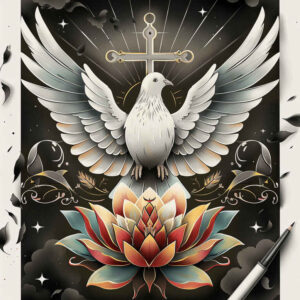 dove-with-leaf – tattoo design ideas free ai generated – neotraditional-bold-motifs – for-wrist – Gallery: doves-inkby-ai