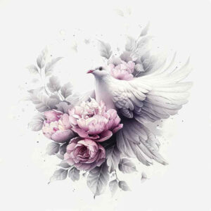 dove-with-ornament – tattoo design ideas free ai generated – realism-high-contrast – for-lower-leg – Gallery: doves-inkby-ai