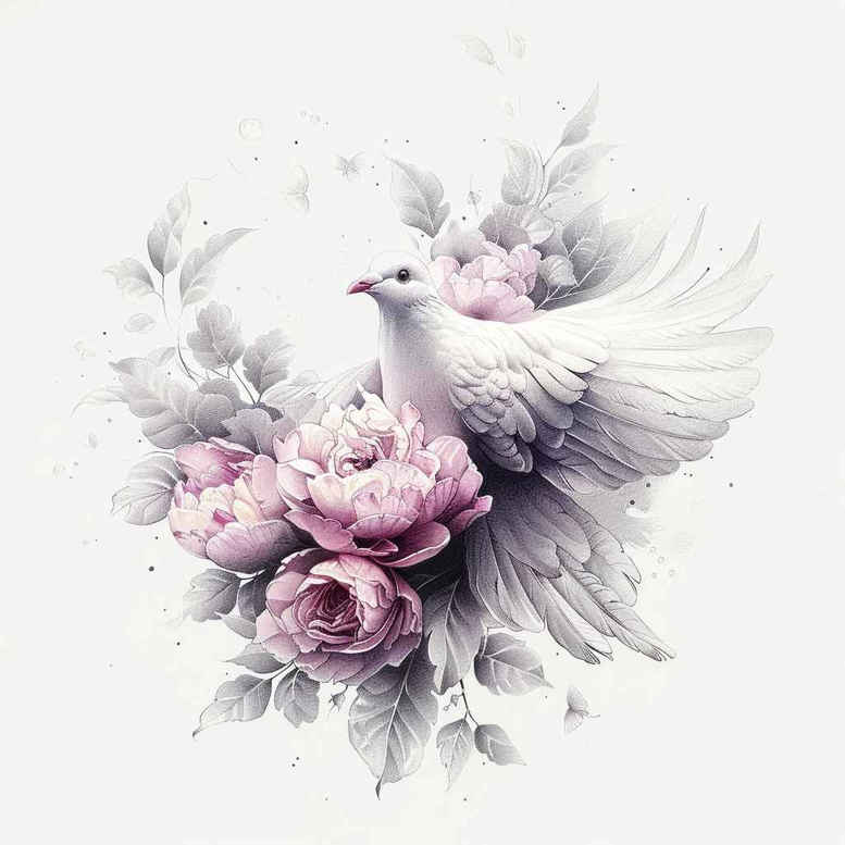 dove-with-ornament – tattoo design ideas free ai generated – realism-high-contrast – for-lower-leg – Gallery: doves-inkby-ai