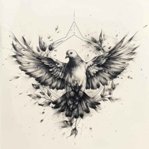minimalist-dove – tattoo design ideas free ai generated – neotraditional-balanced-color – for-lower-thigh – Gallery: doves-inkby-ai