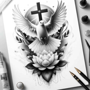 spiritual-dove – tattoo design ideas free ai generated – neotraditional-subtle-tone – for-wrist-side – Gallery: doves-inkby-ai