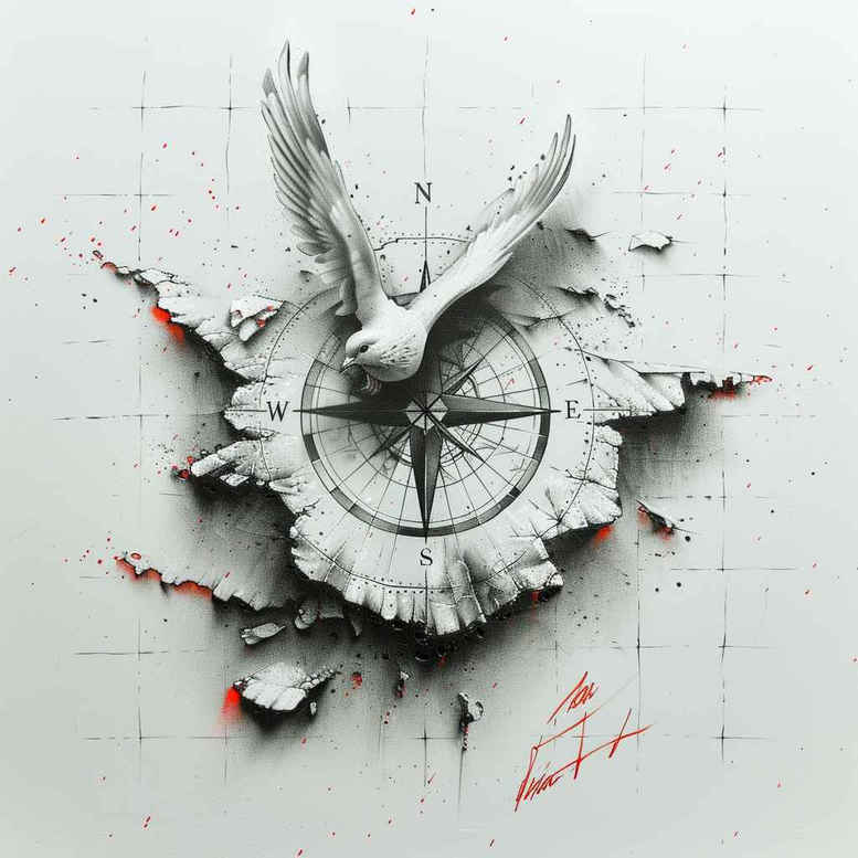 doves tattoo design ideas Realism illusion of depth flight for nape