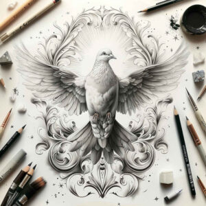 doves tattoo design ideas Realism studio quality flowing lines represents endurance
