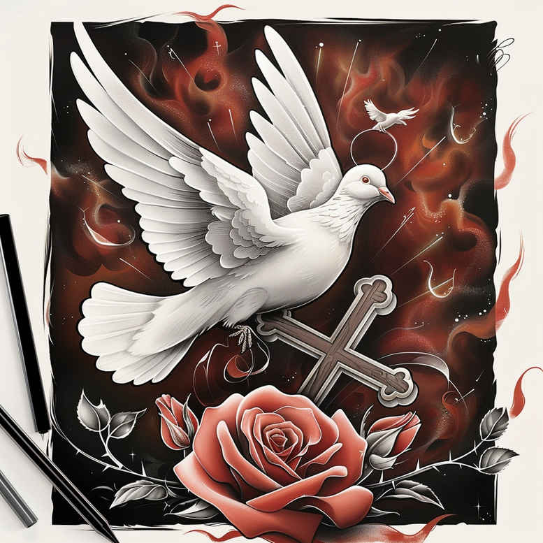 doves tattoo design ideas Surrealism symbolism purity represents resilience