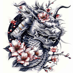 battle-dragon – tattoo design ideas free ai generated – madness – for-upper-arm – Gallery: dragons-inkby-ai