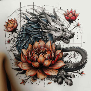 battle-dragon – tattoo design ideas free ai generated – reflection – for-toe – Gallery: dragons-inkby-ai