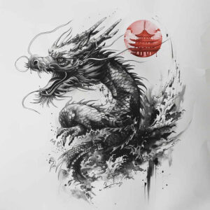 battle-dragon – tattoo design ideas free ai generated – screaming – for-sternum – Gallery: dragons-inkby-ai