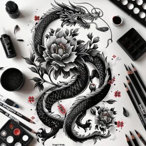 chinese-dragon – tattoo design ideas free ai generated – cobweb – for-ankle – Gallery: dragons-inkby-ai