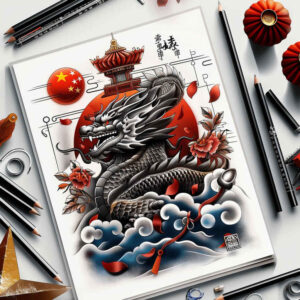 chinese-dragon – tattoo design ideas free ai generated – melting – for-lower-back – Gallery: dragons-inkby-ai