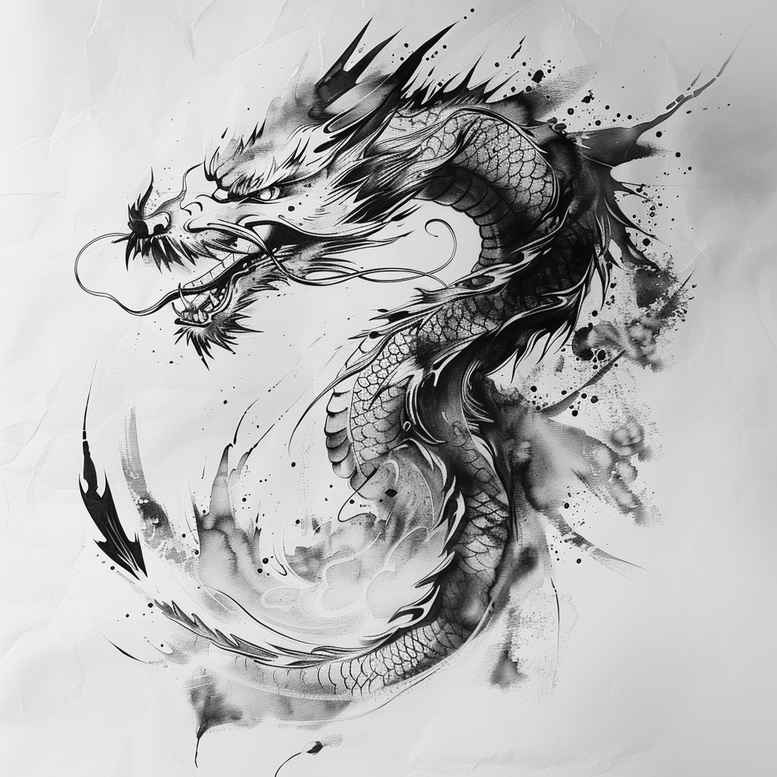 chinese-dragon – tattoo design ideas free ai generated – poison – for-collarbone – Gallery: dragons-inkby-ai
