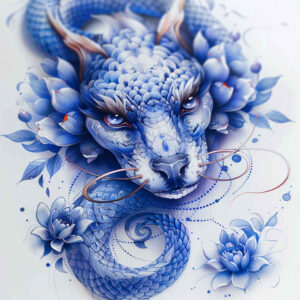 dragon-art – tattoo design ideas free ai generated – gagged – for-lower-thigh – Gallery: dragons-inkby-ai