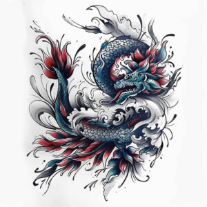 dragon-beast – tattoo design ideas free ai generated – haunted – for-lower-thigh – Gallery: dragons-inkby-ai
