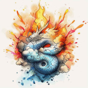dragon-breath – tattoo design ideas free ai generated – lurking – for-upper-thigh – Gallery: dragons-inkby-ai