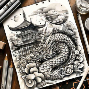dragon-breath – tattoo design ideas free ai generated – terrifying – for-upper-shoulder – Gallery: dragons-inkby-ai