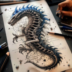 dragon-design – tattoo design ideas free ai generated – bleeding – for-back – Gallery: dragons-inkby-ai
