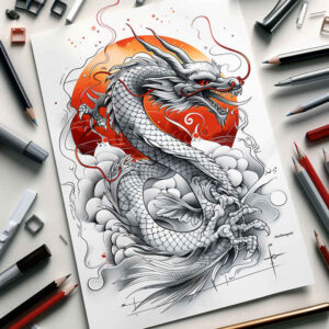 dragon-design – tattoo design ideas free ai generated – gloomy – for-wrist-side – Gallery: dragons-inkby-ai