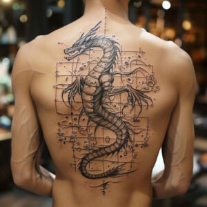 dragon-fantasy – tattoo design ideas free ai generated – hellish – for-back-shoulder – Gallery: dragons-inkby-ai