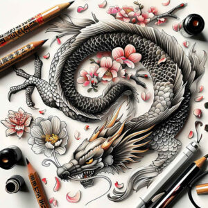 dragon-flame-tattoo – tattoo design ideas free ai generated – terrifying – for-triceps – Gallery: dragons-inkby-ai