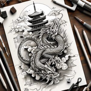 dragon-flame-tattoo – tattoo design ideas free ai generated – weird – for-heel – Gallery: dragons-inkby-ai