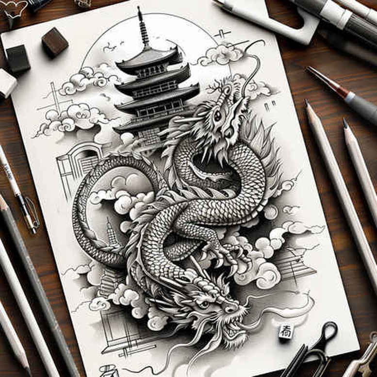 dragon-force – tattoo design ideas free ai generated – deformed – for-stomach – Gallery: dragons-inkby-ai