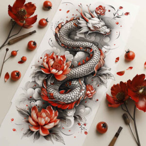 dragon-force – tattoo design ideas free ai generated – ominous – for-back-shoulder – Gallery: dragons-inkby-ai