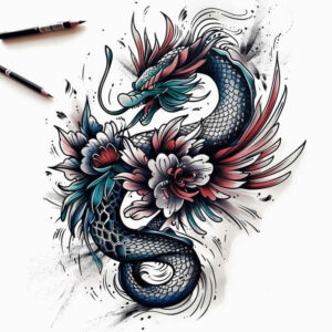 dragon-guardian – tattoo design ideas free ai generated – abyss – for-hip – Gallery: dragons-inkby-ai