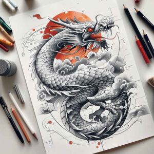 dragon-guardian – tattoo design ideas free ai generated – nightmare – for-upper-shoulder – Gallery: dragons-inkby-ai