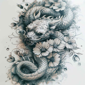 dragon-icon – tattoo design ideas free ai generated – petrified – for-side-torso – Gallery: dragons-inkby-ai