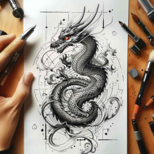 dragon-icon – tattoo design ideas free ai generated – shadows – for-fingers – Gallery: dragons-inkby-ai