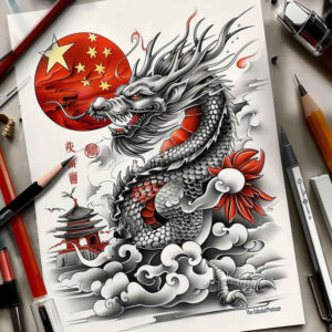 dragon-icon – tattoo design ideas free ai generated – silence – for-temple – Gallery: dragons-inkby-ai