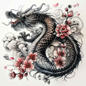 dragon-illustration – tattoo design ideas free ai generated – rotting – for-shoulder-blade – Gallery: dragons-inkby-ai