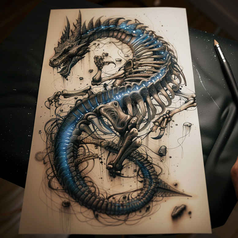 dragon – tattoo design ideas free ai generated – crawling – for-ankle – Gallery: dragons-inkby-ai
