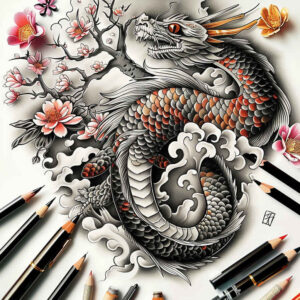 dragon – tattoo design ideas free ai generated – spooky – for-temple – Gallery: dragons-inkby-ai