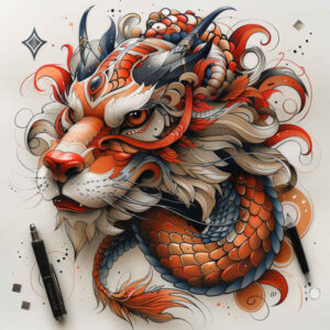 dragon-knight – tattoo design ideas free ai generated – whisper – for-shoulder-blade – Gallery: dragons-inkby-ai