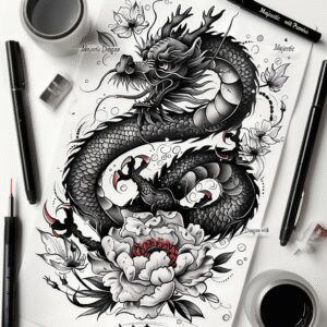 dragon-legend – tattoo design ideas free ai generated – deformed – for-side – Gallery: dragons-inkby-ai