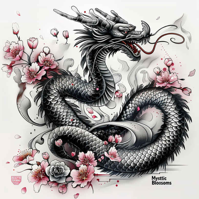 dragon-magic – tattoo design ideas free ai generated – ruin – for-lower-thigh – Gallery: dragons-inkby-ai