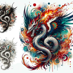 dragon-monster – tattoo design ideas free ai generated – shadowy – for-heel – Gallery: dragons-inkby-ai