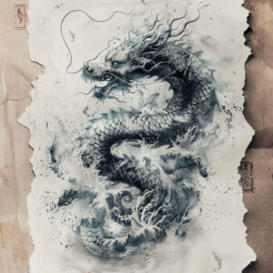 dragon-outline – tattoo design ideas free ai generated – creeping-shadow – for-lower-arm – Gallery: dragons-inkby-ai