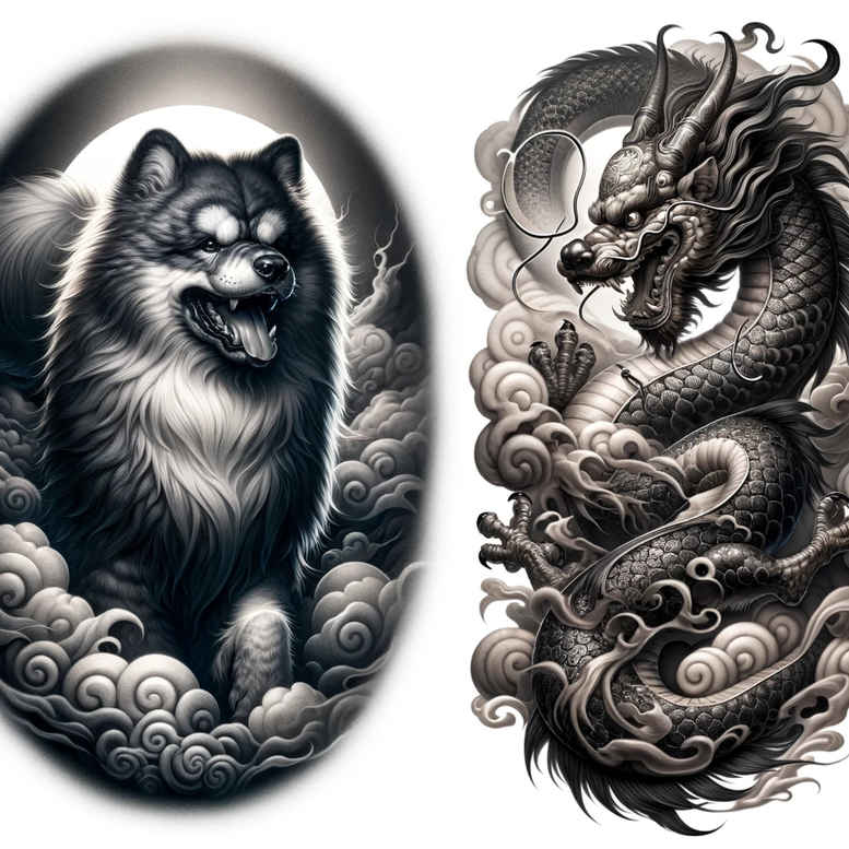 dragon-outline – tattoo design ideas free ai generated – gagged – for-inner-arm – Gallery: dragons-inkby-ai