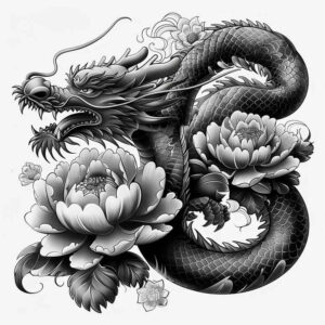 dragon-outline – tattoo design ideas free ai generated – sinister – for-back-shoulder – Gallery: dragons-inkby-ai