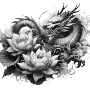 dragon-pattern – tattoo design ideas free ai generated – noir – for-scapula – Gallery: dragons-inkby-ai