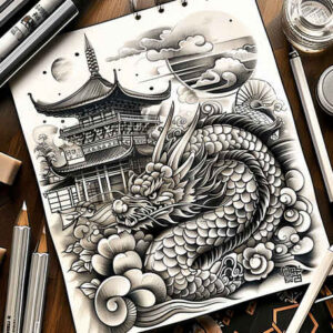 dragon-protector – tattoo design ideas free ai generated – reflection – for-heel – Gallery: dragons-inkby-ai