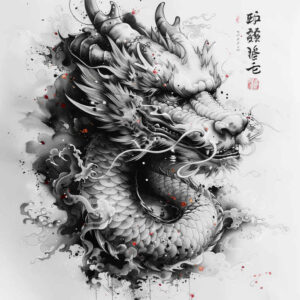 dragon-silhouette – tattoo design ideas free ai generated – cobweb – for-lower-leg – Gallery: dragons-inkby-ai